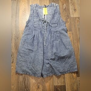 Yoeasy Womens Large Denim Romper Sleeveless Acid Wash Oversized Shorts